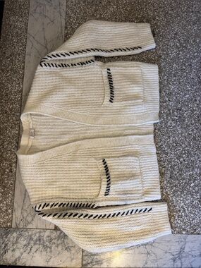 Anthropologie Flat White Stitched Cardigan Sweater